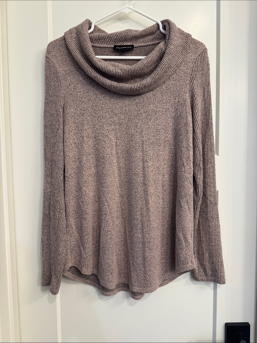 Fortune + Ivy Casual Cowl-Neck Sweater in Pink